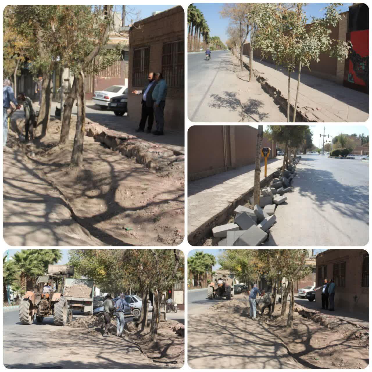 آغاز طرح  بهسازی و تعویض جداول بلوار باستانی پاریزی