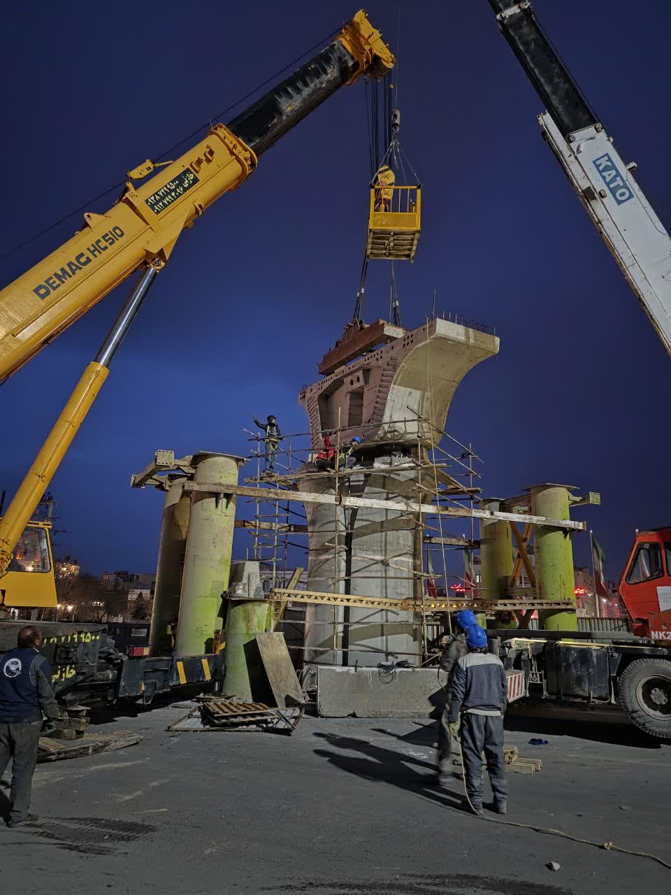 آغاز نصب سگمنت در آخرین چپگرد پروژه تقاطع غیر همسطح «شهدای خلبان»