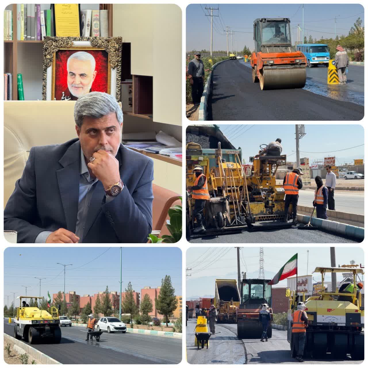 ادامه فاز۳ روکش آسفالت در محور کمربندی شهید ابومهدی‌المهندس تا پل ایثار